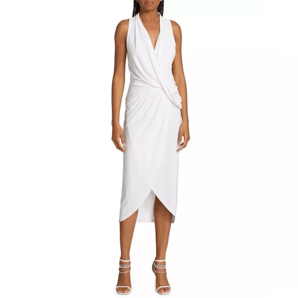 Ramy Brook Moraco Dress Small White Excellent Faux Wrap Jersey Small S